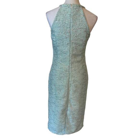 Aqua Blue Sequin Metallic Tweed Dress Small - Picture 6 of 11